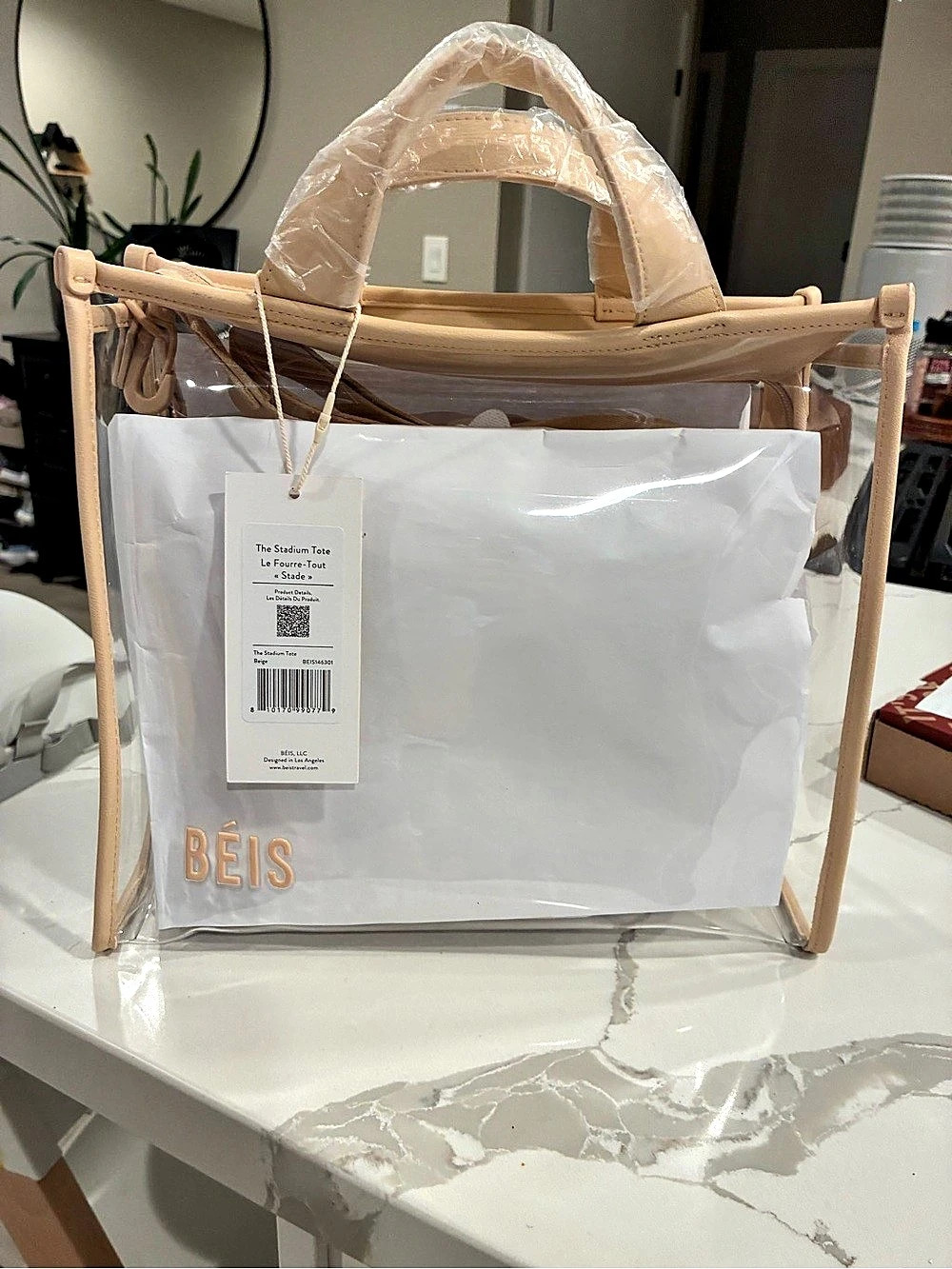 BÉIS The Stadium Tote Beige NWT